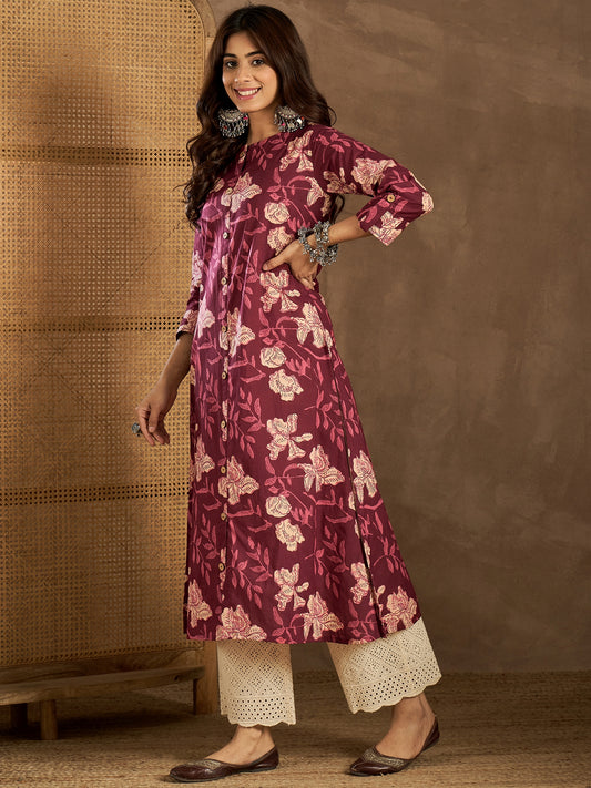 Women Floral Printed Button Detailed Kurta