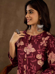 Women Floral Printed Button Detailed Kurta