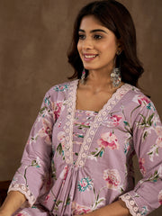 Women Floral Printed Thread Work Kurta