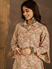 Women Floral Printed Flared Sleeves Gotta Patti Floral Kurta
