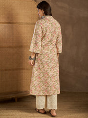 Women Floral Printed Flared Sleeves Gotta Patti Floral Kurta