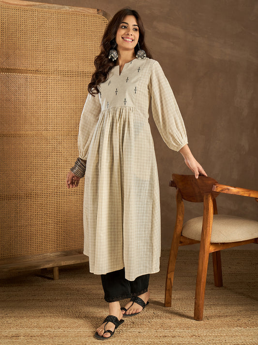 Women Geometric Cotton A-Line Kurta