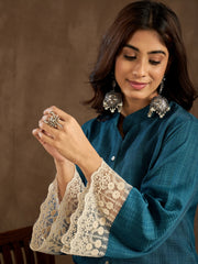 Mandarin Collar Flared Sleeves Straight Kurta