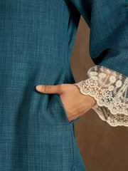 Mandarin Collar Flared Sleeves Straight Kurta