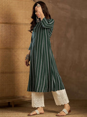 Women Striped Woven Design A-Line Kurta