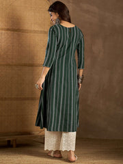 Women Striped Woven Design A-Line Kurta