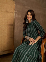Women Striped Woven Design A-Line Kurta