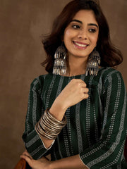 Women Striped Woven Design A-Line Kurta