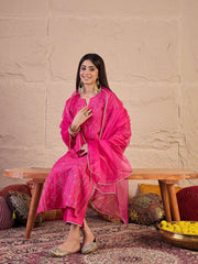 Women Ethnic Motifs Embroidered Regular Sequinned Kurta with Trousers & Dupatta