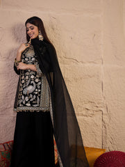 Women Embroidered Kurta with Sharara & Dupatta