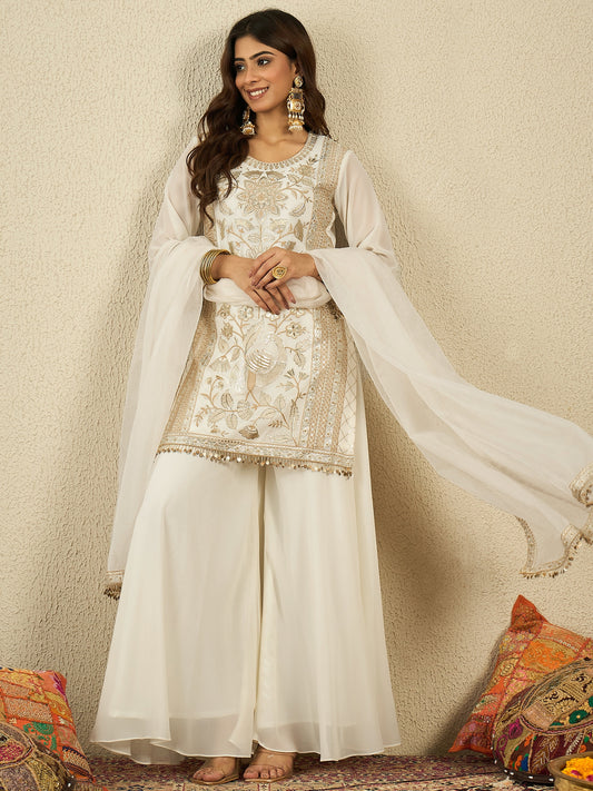 Women Ethnic Motifs Embroidered Kurta with Palazzo & Dupatta