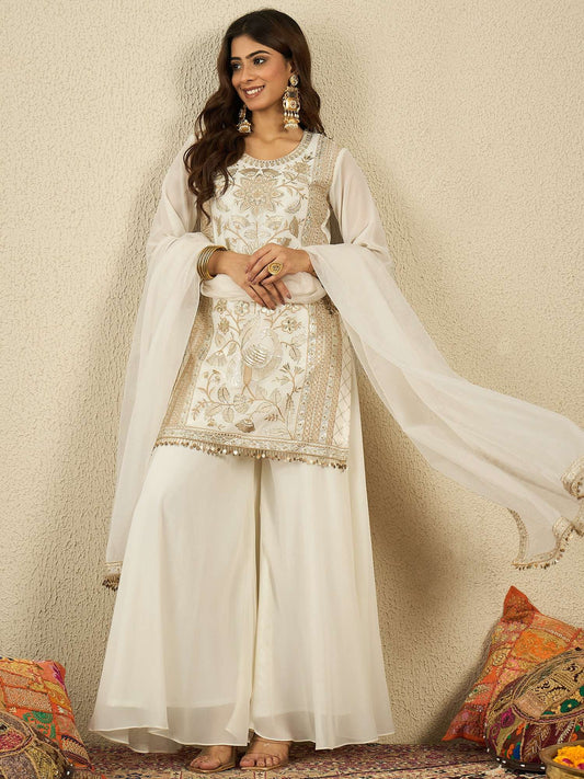 Women Ethnic Motifs Embroidered Kurta with Palazzo & Dupatta