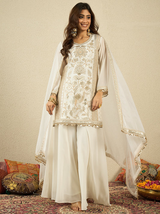 Women Ethnic Motifs Embroidered Kurta with Palazzo & Dupatta