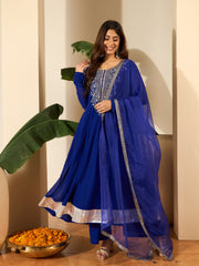 Women Ethnic Motifs Yoke Design A-Line Kurta with Trousers & Dupatta