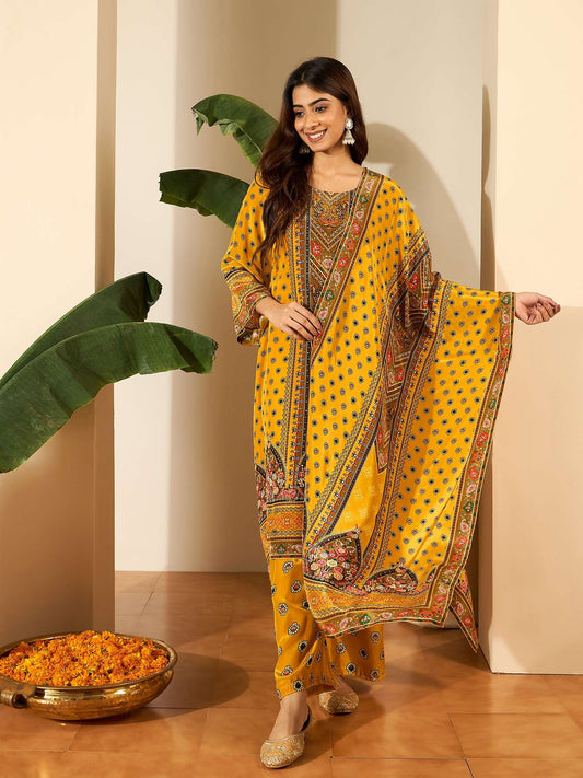 Women Ethnic Motifs Printed Kurta with Palazzos & Dupatta