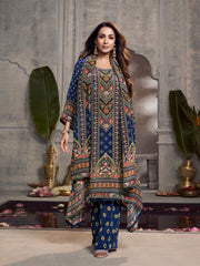 Malaika Arora Ethnic Motifs Printed Beads and Stones Silk Crepe Kurta With Palazzos & Dupatta