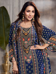 Malaika Arora Ethnic Motifs Printed Beads and Stones Silk Crepe Kurta With Palazzos & Dupatta