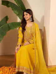 Women Ethnic Motifs Embroidered Tiered Sequinned Kurta with Trousers & With Dupatta