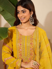 Women Ethnic Motifs Embroidered Tiered Sequinned Kurta with Trousers & With Dupatta