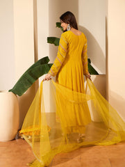 Women Ethnic Motifs Embroidered Tiered Sequinned Kurta with Trousers & With Dupatta
