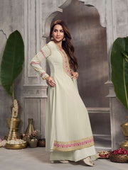 Malaika Arora Women Floral Embroidered Anarkali Kurta with Palazzo & Dupatta
