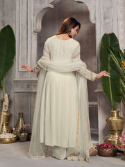 Malaika Arora Women Floral Embroidered Anarkali Kurta with Palazzo & Dupatta