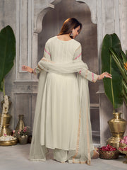 Malaika Arora Women Floral Embroidered Anarkali Kurta with Palazzo & Dupatta