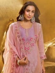 Malaika Arora Women Floral Yoke Design Regular Thread Work Kurta with Palazzos & With Dupatta