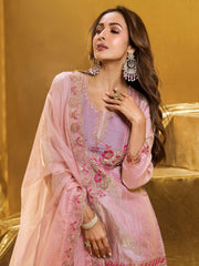 Malaika Arora Women Floral Yoke Design Regular Thread Work Kurta with Palazzos & With Dupatta