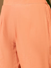 Floral Embroidered Round Neck Thread Work Anarkali Kurta With Trousers & Dupatta