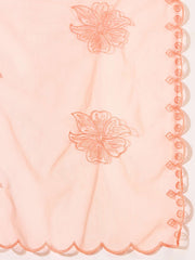 Floral Embroidered Round Neck Thread Work Anarkali Kurta With Trousers & Dupatta