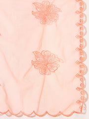 Floral Embroidered Round Neck Thread Work Anarkali Kurta With Trousers & Dupatta