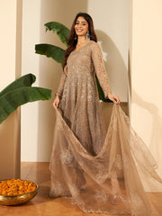 Women Floral Embroidered Round Neck Thread Work Kurta with Trousers & With Dupatta