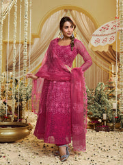 Malaika Arora Women Floral Embroidered Anarakli Thread Work Kurta With Trousers & Dupatta