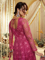 Malaika Arora Women Floral Embroidered Anarakli Thread Work Kurta With Trousers & Dupatta