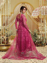 Malaika Arora Women Floral Embroidered Anarakli Thread Work Kurta With Trousers & Dupatta