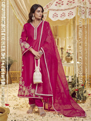 Women Floral Embroidered Thread Work Kurta With Trousers & Dupatta