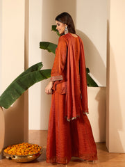 Women Floral Zari Embroidered Yoke Design Kurta Set with Dupatta