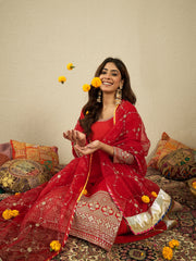 Women Ethnic Motifs Embroidered Kurta with Palazzo & Dupatta