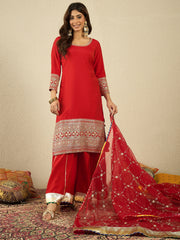 Women Ethnic Motifs Embroidered Kurta with Palazzo & Dupatta