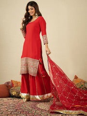 Women Ethnic Motifs Embroidered Kurta with Palazzo & Dupatta