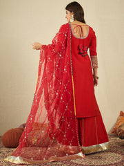 Women Ethnic Motifs Embroidered Kurta with Palazzo & Dupatta