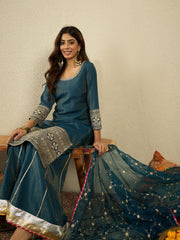 Women Ethnic Motifs Embroidered Kurta with Sharara & Dupatta