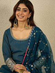 Women Ethnic Motifs Embroidered Kurta with Sharara & Dupatta