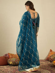 Women Ethnic Motifs Embroidered Kurta with Sharara & Dupatta