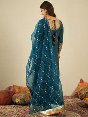 Women Ethnic Motifs Embroidered Kurta with Sharara & Dupatta