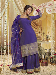 Women Floral Embroidered Regular Kurta with Palazzos & With Dupatta
