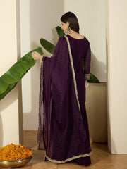 Women Ethnic Motifs Embroidered Regular Kurta with Sharara & With Dupatta