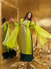 Women Geometric Embroidered Kurta with Palazzo & Dupatta