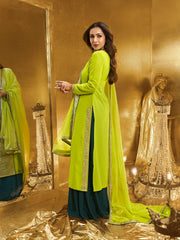 Women Geometric Embroidered Kurta with Palazzo & Dupatta